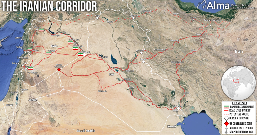 map of the IRANIAN land CORRIDOR